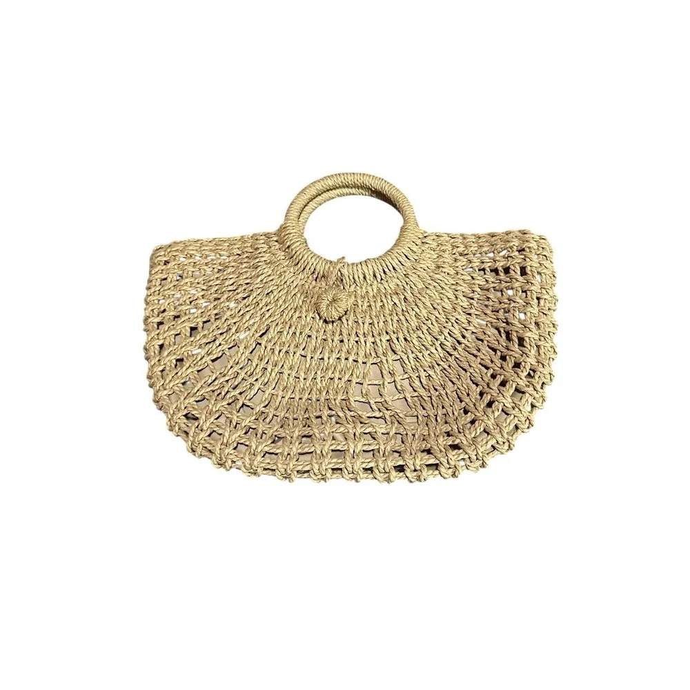 womens handbag purse straw‎ style boho tan beige brown